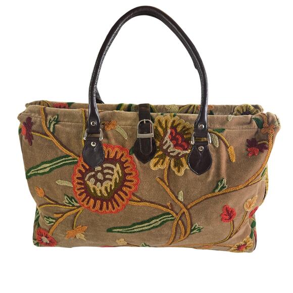 Walter E Smithe EUC Carpet bag floral tapestry tote large oversized floral brown - Picture 1 of 17